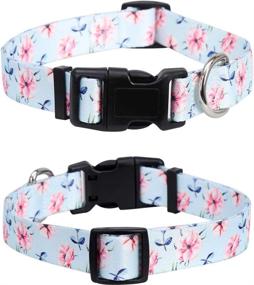 img 3 attached to 🌸 Lamphyface 2 Pack Dog Collar Floral - Adjustable Nylon Pet Collars for Small, Medium & Large Dogs/Puppies