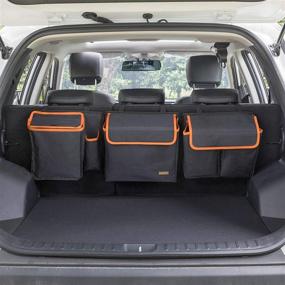 img 4 attached to Streamline Your Travel with MARKSIGN Deluxe Trunk and Backseat Organizer - Perfect for Medium or Large Size SUVs & RVs