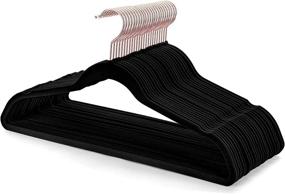 img 4 attached to 👗 DLD Premium Velvet Hangers (Pack of 50) - Heavyduty, Non Slip, Space Saving Suit Hangers with Copper/Rose Gold Hooks - Black Velvet Clothes Hangers for Neat Wardrobe Organization