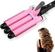 highly efficient 3 barrel curling iron wand hair crimper for deep waves - adjustable temperature, portable ceramic hair curler - heats up fast, ideal for all hair styles logo