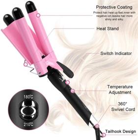 img 1 attached to Highly Efficient 3 Barrel Curling Iron Wand Hair Crimper for Deep Waves - Adjustable Temperature, Portable Ceramic Hair Curler - Heats up Fast, Ideal for All Hair Styles