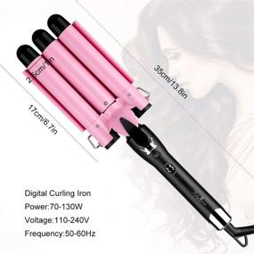 img 3 attached to Highly Efficient 3 Barrel Curling Iron Wand Hair Crimper for Deep Waves - Adjustable Temperature, Portable Ceramic Hair Curler - Heats up Fast, Ideal for All Hair Styles