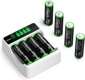 img 4 attached to High-Capacity Rechargeable AA Batteries 2800mAh NiMh 1.2V (Pack of 8) with 4-Slot LCD Rechargeable Battery Charger for AAA and AA Batteries