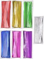 🎨 colorful mini skater metallic twist ties - 700pcs, 4-inch (7 vibrant colors) logo