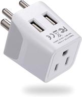 efficient ceptics india, nepal, bangladesh travel adapter plug with dual usb - type d - safe grounded for cell phones, laptops, camera (ctu-10) logo