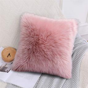 img 2 attached to 🌸 junovo 18 x 18inch Pink Faux Fur Pillow Case - Modern Style Chair Decorative Cover for Backing Hold Pillow Case, Seat Sofa Cushion, Square Throw Pillow