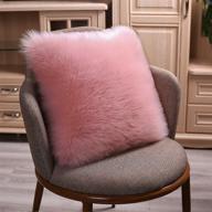 🌸 junovo 18 x 18inch pink faux fur pillow case - modern style chair decorative cover for backing hold pillow case, seat sofa cushion, square throw pillow логотип