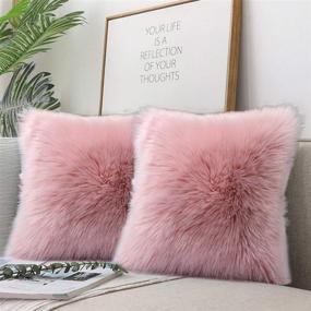 img 3 attached to 🌸 junovo 18 x 18inch Pink Faux Fur Pillow Case - Modern Style Chair Decorative Cover for Backing Hold Pillow Case, Seat Sofa Cushion, Square Throw Pillow