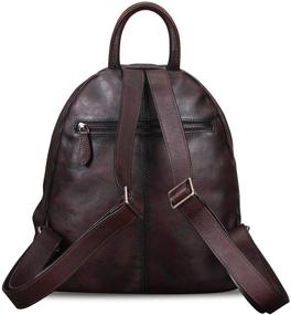 img 2 attached to 🎒 Vintage Genuine Leather Backpack Purse for Women: Handmade Fashion Bookbag & Casual Satchel Daypack