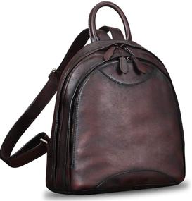 img 4 attached to 🎒 Vintage Genuine Leather Backpack Purse for Women: Handmade Fashion Bookbag & Casual Satchel Daypack