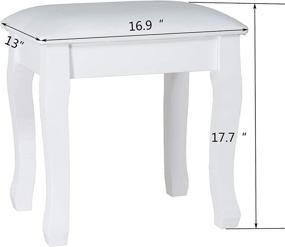 img 3 attached to White Padded Makeup Vanity Stool with Solid Wood Legs - Organizedlife Chair Bench