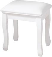 white padded makeup vanity stool with solid wood legs - organizedlife chair bench логотип