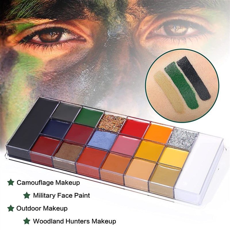  UCANBE 20 Colors Body Face Paint Palette for Adults Kids -  Large Pan Black White Non Toxic Oil Art Camouflage Halloween Cosplay SFX  Makeup Painting Kit (02) : Arts, Crafts & Sewing