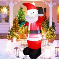 6ft christmas inflatable santa claus: yard decorations for christmas - indoor/outdoor blow up santa with gift bag logo