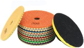 img 4 attached to 🔹 10-in-1 Diamond Wet Polishing Sanding Grinding Pads with Rubber Backer Pad for Granite Concrete - 4 inch Size - uxcell