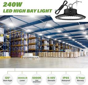 img 3 attached to 🔦 BFT LED High Bay Light 240W UFO 5000K 36,000LM, 0-10V Dimmable, 1000W HID/HPS Replacer, UL 6-Foot Cable, UL Certified Driver IP65, Hook Mount, Shop Lights, Garage, Factory, Warehouse, Workshop, Area Lighting Solution.