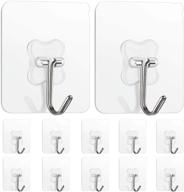 versatile 12pcs adhesive hooks: heavy duty, self-sticky wall hangers for keys, towels, coats - no wall damage! ideal for bathrooms & kitchens logo