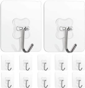 img 4 attached to Versatile 12Pcs Adhesive Hooks: Heavy Duty, Self-Sticky Wall Hangers for Keys, Towels, Coats - No Wall Damage! Ideal for Bathrooms & Kitchens