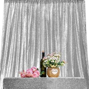 img 4 attached to JYFLZQ Silver Sequin Backdrop Curtain: Sparkly 4FT x 6.5FT Photo Booth Backdrop for Wedding, Birthday, Baby Shower