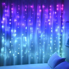 img 4 attached to Curtain Lights: Enchanting Pink Blue Purple Fairy Lights for Bedroom Wall Hanging - Perfect Christmas Twinkly Decor for Teen Girls' Unicorn Mermaid Under The Sea Ocean Nautical Beach Themed Room - Purple Blue Ombre