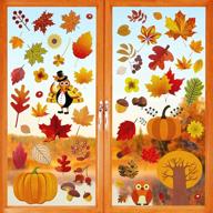 🍁 216 fall window clings by korlon - thanksgiving stickers & decor for office, windows, glass - fall leaves themes logo