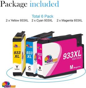 img 3 attached to 🖨️ Premium Clorisun 933XL Ink Cartridge Set - Cyan, Magenta, Yellow (6-Pack) for HP Officejet 6700, 6600, 6100, 7110, 7610, 7612 Printer