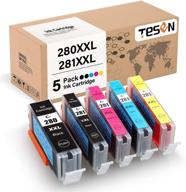 🖨️ 5 pack tesen compatible ink cartridge replacement for canon 280 xxl 281 xxl pgi 280xxl cli 281xxl, designed for pixma tr8520 tr8620 ts6220 ts6320 tr7520 ts6120 ts9120 ts8120 ts8320 printer, color set included logo