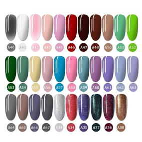 img 3 attached to 💅 JODSONE 32 Pcs Набор гель-лака для ногтей - В комплекте розовый, серый, зеленый, голубой, фиолетовый, коричневый, красный гель-лак с UV Led гель-лаком, глиттером, базовым покрытием, без липкого слоя и матовым топ-покрытием.