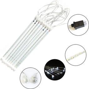 img 3 attached to 🎅 Joiedomi Christmas Meteor Shower Lights 3-Pack 8 Tube Falling Rain Drop Icicle String Lights, 288 LEDs 30cm, Ideal for Halloween Christmas Holiday Party, Home Patio Outdoor Decoration in White