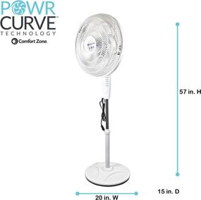 img 1 attached to 🌀 Comfort Zone PowrCurve 18-Inch Stand Fan - 6 Long-life Blades, Tri-Curve Grill for Quieter Operation - 180° Adjustable Tilt, 3-Speed Control Button