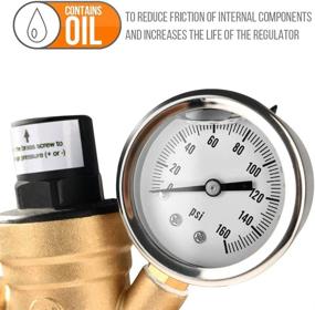 img 3 attached to Улучшенный водный регулятор давления MICTUNING: 💧 Датчик 0-160PSI, встроенное масло, нержавеющий фильтр, латунь без свинца.