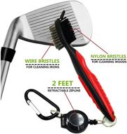 🏌️ golf club brush and groove cleaner by yoport: 2ft retractable zip-line, aluminum carabiner, lightweight & stylish, ergonomic design – easily attaches to golf bag logo