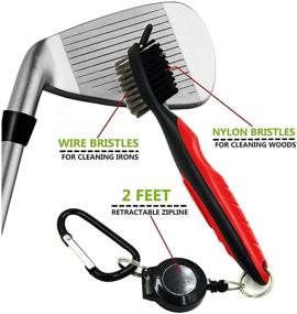 img 4 attached to 🏌️ Golf Club Brush and Groove Cleaner by Yoport: 2ft Retractable Zip-line, Aluminum Carabiner, Lightweight & Stylish, Ergonomic Design – Easily Attaches to Golf Bag