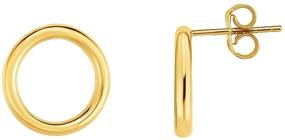 img 4 attached to Ritastephens 14k Solid Yellow Gold Open Circle Stud Earrings: Chic and Shiny Statement Pieces