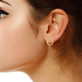 img 3 attached to Ritastephens 14k Solid Yellow Gold Open Circle Stud Earrings: Chic and Shiny Statement Pieces