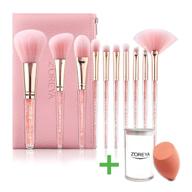 💎 premium crystal-handled makeup brush set: 10pcs best tools for women, teens, beginners, professionals | includes free makeup sponge & beauty blender | perfect gift logo