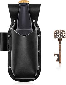 img 4 attached to iPihsius Genuine Leather Vintage Beer Holster Belt with Built-in Bottle Opener - Perfect Gift for Men