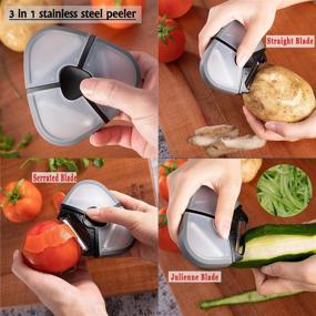 img 3 attached to 🥦 PDJW 3 in 1 Vegetable Peeler: Multifunctional Fruit Peelers with Sharp Blades and Protective Covers - Ideal for Apple, Potato, Tomato, Zucchini, Kiwi - Stainless Steel Peelers, Durable and Efficient - Best Kitchen Assistant