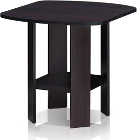 img 4 attached to 🌑 Minimalistic Dark Walnut End/Side Table - FURINNO Simple Design, 1-Pack