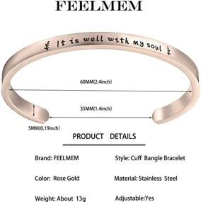 img 2 attached to 🙏 FEELMEM It is Well with My Soul Cuff Bracelet: Inspiring Faith Jewelry for Christians, Women, Teens, and Boys