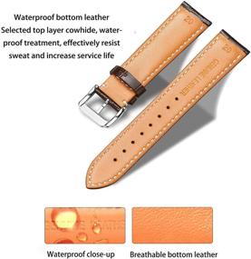 img 1 attached to 👝 Moran Authentic Leather Watch Band 18mm-24mm: Calf Grain Watch Strap for Men and Women