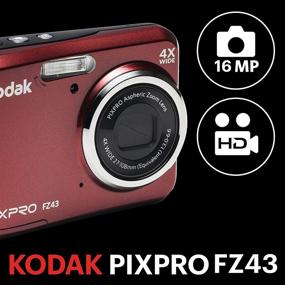 img 3 attached to 📷 Кодак PIXPRO Friendly Zoom FZ43-RD: Цифровая камера с разрешением 16 МП и оптическим увеличением в 4 раза и ЖК-экраном 2,7 дюйма - красная