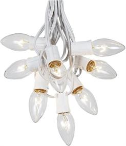 img 1 attached to 🎄 C9 Clear Christmas String Light Set - Outdoor Christmas Light String - Wedding & Patio Lighting - 25ft White Wire