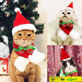 img 2 attached to 🏻 Wiz BBQT Christmas Pet Accessories: Adorable Cat Dog Santa Hat & Bow Tie Collar, Perfect for Cats, Kittens, Puppies & Small Pets - Red and White