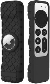 img 4 attached to 📺 Black Silicone Cover Case with AirTag Sleeve for Apple TV 4K 2021 Remote - Full Body Protective Cover with Anti-Slip, Anti-Scratch, and Shockproof Features for Apple TV 4K Siri Remote Control.