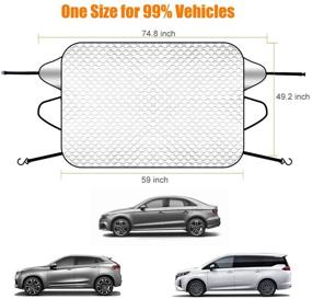 img 1 attached to ❄️ Winter Car Windshield Snow Ice Cover - Thicker 4 Layers Snow Protection Shield, Large Size Ideal for Small Cars, Standard Pickups, and SUVs