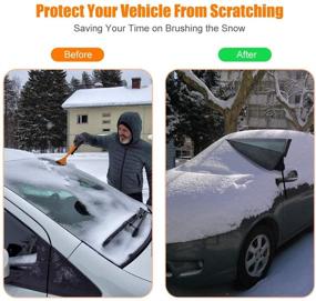 img 2 attached to ❄️ Winter Car Windshield Snow Ice Cover - Thicker 4 Layers Snow Protection Shield, Large Size Ideal for Small Cars, Standard Pickups, and SUVs