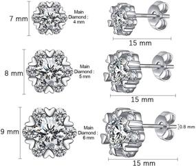 img 3 attached to ❄️ Sparkling Snowflake Style: 925 Sterling Silver Stud Earrings 3-Pack Set for Women – CZ Cubic Zirconia & Simulated Diamond Inlay – 14K White Gold Plated – Perfect Gift for Girls