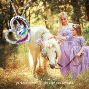 img 3 attached to 🦄 Colorful Unicorn Jewelry Set: 925-Sterling-Silver Necklace & Earrings - Christmas Gift for Teen Girls