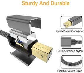 img 1 attached to 🖨️ 5-футовый серый USB C к USB B мужской принтерный кабель от AkoaDa - совместим с DIMI, Google Chromebook Pixel, MacBook Pro, принтерами HP Canon, iPad Pro и другими устройствами / ноутбуками с Type-C